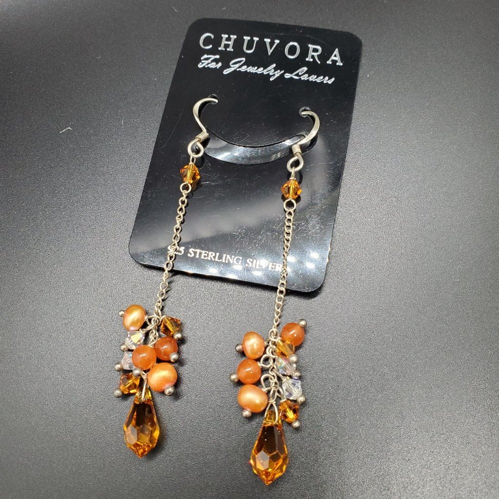 Sterling Silver and Gemstone Dangle Earrings